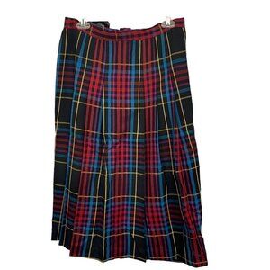 Vintage John Meyer Black Blue Red Tartan Plaid Skirt Size 14